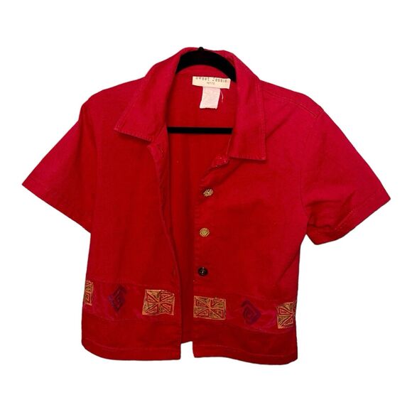 VINTAGE Sweet Jessie Dress Women M RED Maxi Linen Blend Art to Wear Boho Jumper - Picture 5 of 11